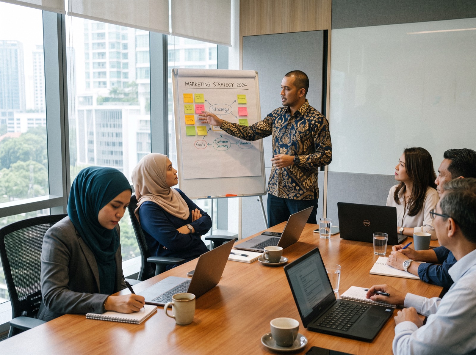 A trainer presenting to a client team